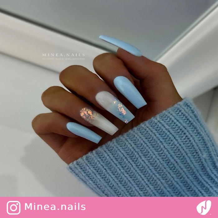 Baby Blue Foil Nails